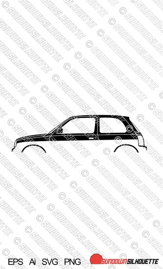 Digital Download car silhouette vector - Nissan Micra K11 3-door SR | Super-S EPS | SVG | Ai | PNG