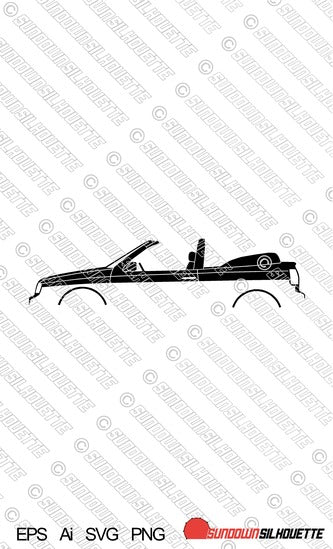 Digital Download car silhouette vector - VW Mk3 Golf Cabrio EPS | SVG | Ai | PNG