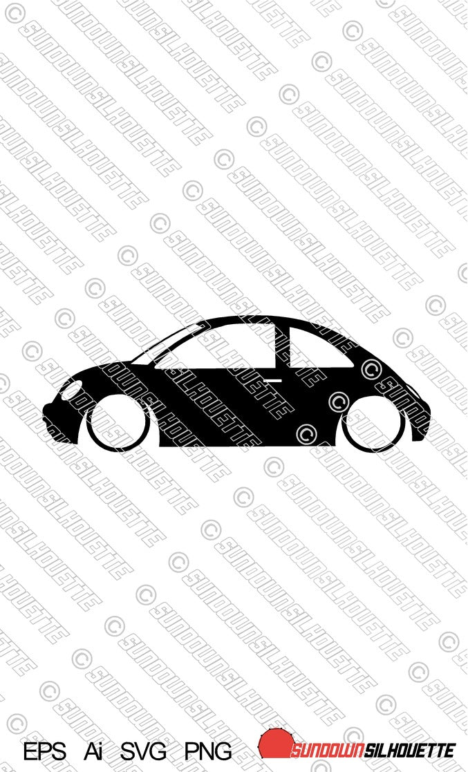 Digital Download vector graphic - Lowered VW New Beetle 1997-2011 EPS | SVG | Ai | PNG