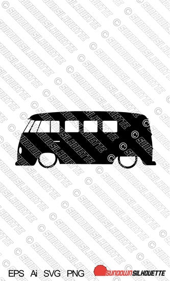 Digital Download vector graphic - Lowered VW T1 Bus 11 window EPS | SVG | Ai | PNG