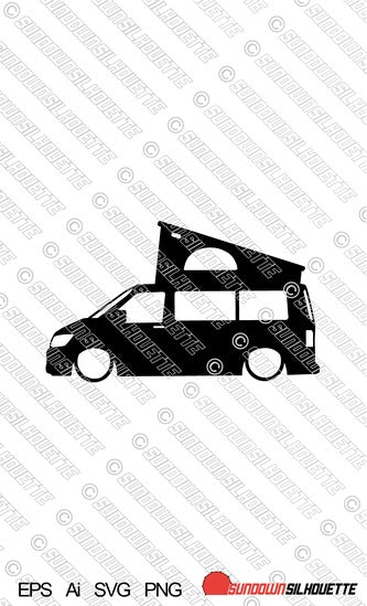 Digital Download vector graphic - Lowered VW T6 Pop Top EPS | SVG | Ai | PNG