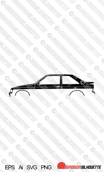 Digital Download vector graphic - Ford Escort Mk4 RS Turbo / XR3i 3-door EPS | SVG | Ai | PNG
