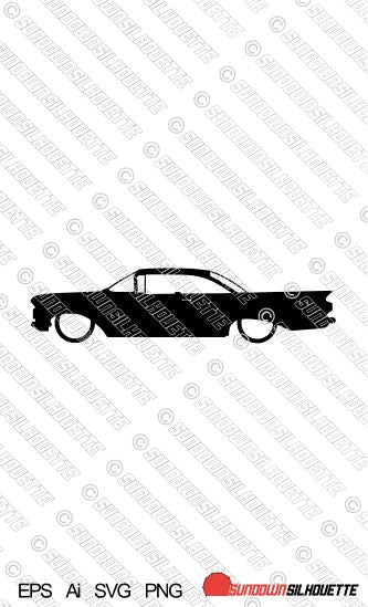 Digital Download lowered car silhouette vector -1959 Chevrolet Impala hardtop coupe EPS | SVG | Ai | PNG