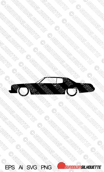 Digital Download lowered car silhouette vector - 1973 Chevrolet Impala coupe 5th gen EPS | SVG | Ai | PNG