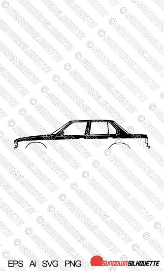 Digital Download car silhouette vector - BMW e30 4-door sedan EPS | SVG | Ai | PNG