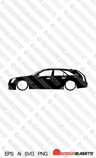 Digital Download Lowered car silhouette vector  - Cadillac CTS-V 2004-2007 1st gen wagon | SVG | Ai | PNG