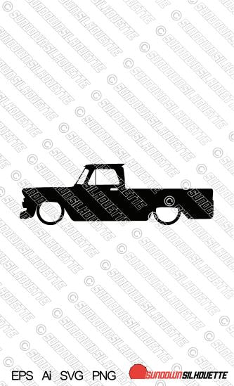Digital Download lowered car silhouette vector - Chevrolet C10 1964-66 shortbed Fleetside EPS | SVG | Ai | PNG