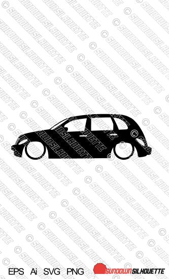 Digital Download car silhouette vector  - Lowered Chrysler PT Cruiser  | SVG | Ai | PNG retro club