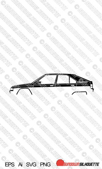 Digital Download car silhouette vector - Citroen BX pre-facelift EPS | SVG | Ai | PNG