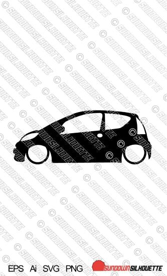 Digital Download car silhouette vector - Lowered Citroen C1 1st gen , 3-door EPS | SVG | Ai | PNG