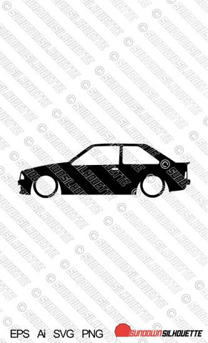 Digital Download vector graphic - Ford Escort Mk3 RS Turbo, XR3 car silhouette. EPS | SVG | Ai | PNG