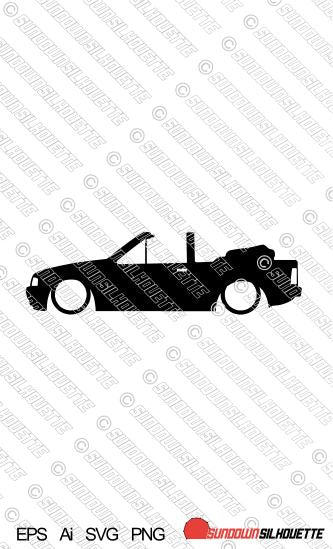 Digital Download vector graphic - Ford Escort Mk4 convertible car silhouette. EPS | SVG | Ai | PNG