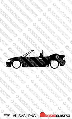 DigitalDownload vector graphic - Ford Escort Mk5 convertible car silhouette. EPS | SVG | Ai | PNG