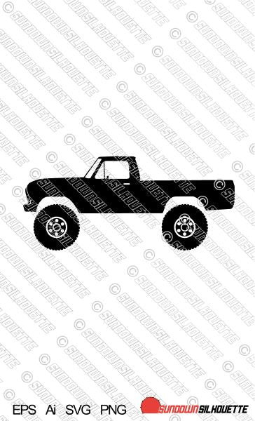 Digital Download vector graphic - Lifted Ford F100 (1973-1979) 6th gen pickup EPS | SVG | Ai | PNG