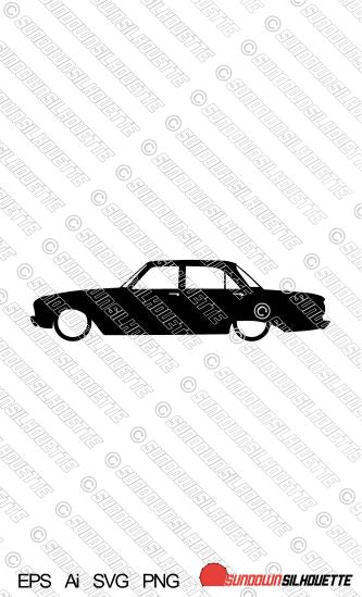 Digital Download lowered car silhouette vector - Ford Falcon 4-door sedan 1960-1963 1st gen EPS | SVG | Ai | PNG