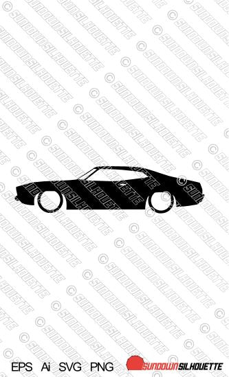 Digital Download lowered car silhouette vector - Ford Falcon XB 2-door hardtop (AUS) EPS | SVG | Ai | PNG
