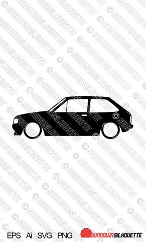 Digital Download car silhouette vector - Lowered Ford Fiesta Mk2 XR2i EPS | SVG | Ai | PNG