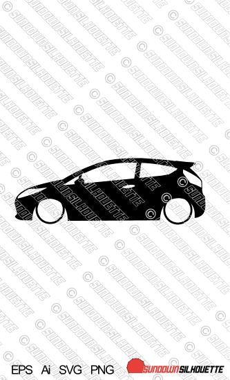 Digital Download lowered car silhouette vector - Ford Fiesta ST Mk7 (3-DOOR) EPS | SVG | Ai | PNG