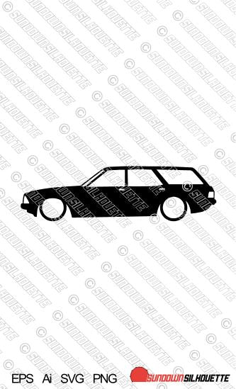 Digital Download lowered car vector - Ford Granada Mk2 estate wagon silhouette.  EPS | SVG | Ai | PNG