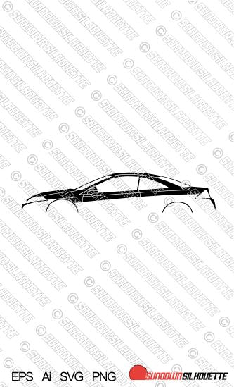 Digital Download car silhouette vector - Ford / Mercury Cougar Coupe 1999-2002 V6 / 2.0 Zetec EPS | SVG | Ai | PNG