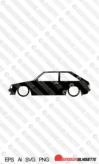 Digital Download vector graphic - Lowered Mazda 323 (3-door) BD 4th gen 1980-1986 EPS | SVG | Ai | PNg