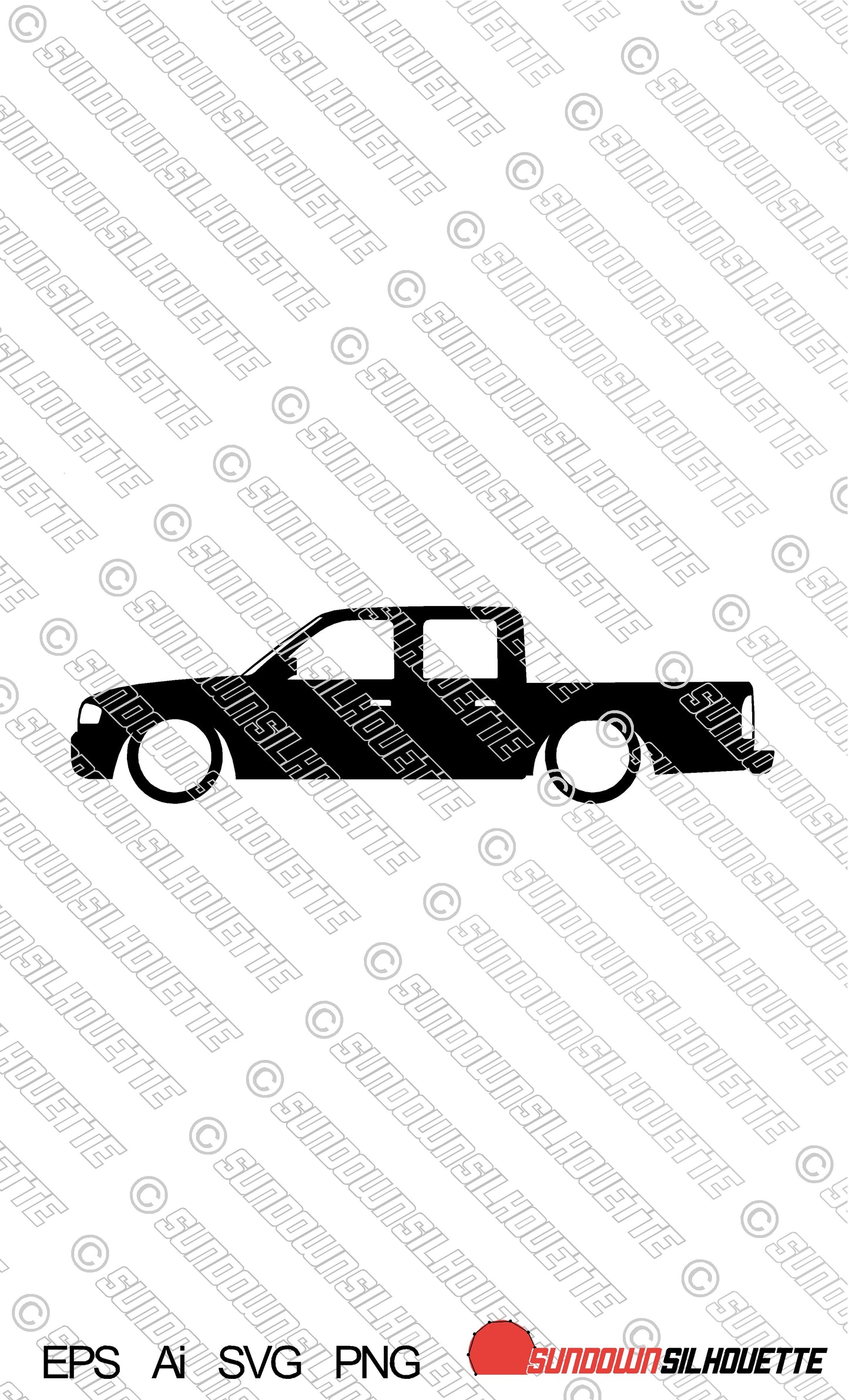 Digital Download vector Lowered car silhouette - Mazda B-Series Dual cab 1998-2006 EPS | SVG | Ai | PNG