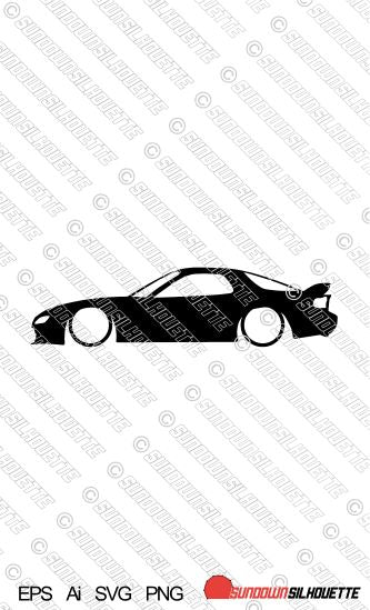 Digital Download vector graphic - Lowered Mazda Rx7 FD.  EPS | SVG | Ai | PNG