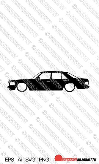Digital Download car silhouette vector  - Lowered Mercedes W126 sedan| SVG | Ai | PNG