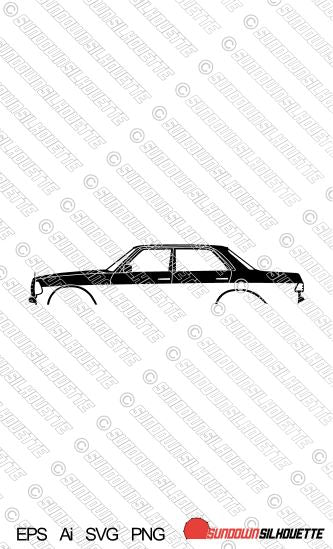 Digital Download vector graphic - The Mercedes W123 saloon / sedan EPS | SVG | Ai | PNG