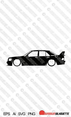 Digital Download car silhouette vector  - Lowered Mercedes 190 Evo 2.5-16 W201 | SVG | Ai | PNG