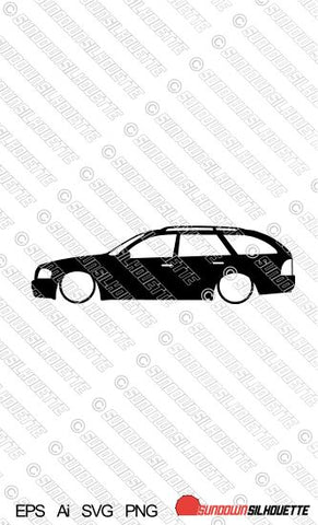 Digital Download car silhouette vector  - Lowered Mercedes W202 C-Class wagon estate | SVG | Ai | PNG