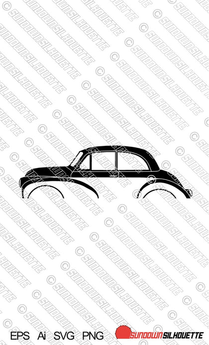 Digital Download car silhouette vector - Morris Minor 2-door saloon EPS | SVG | Ai | PNG