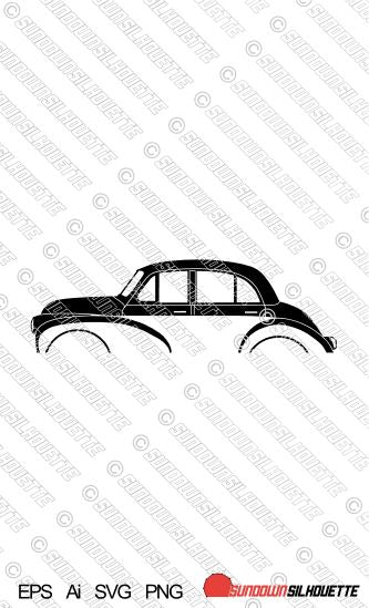 Digital Download car silhouette vector - Morris Minor 4-door saloon EPS | SVG | Ai | PNG