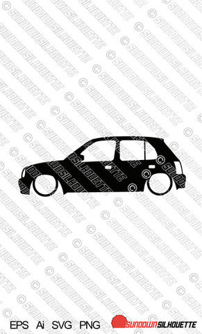 Digital Download Lowered car silhouette vector - Nissan Micra K11, 5-door EPS | SVG | Ai | PNG
