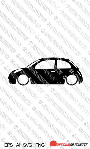 Digital Download Lowered car silhouette vector - Nissan Micra K12 3-door EPS | SVG | Ai | PNG
