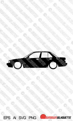 Digital Download Lowered car silhouette vector - Nissan Sentra B13 Sedan 4-door EPS | SVG | Ai | PNG