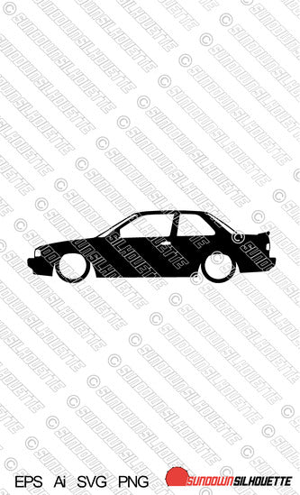 Digital Download Lowered car silhouette vector - Nissan Sentra B13 SE-R, EPS | SVG | Ai | PNG