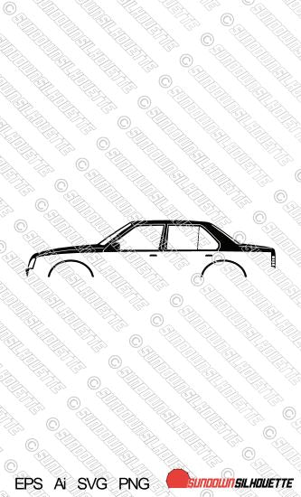 Digital Download silhouette vector  - Opel Ascona C 4-door saloon EPS | SVG | Ai | PNG