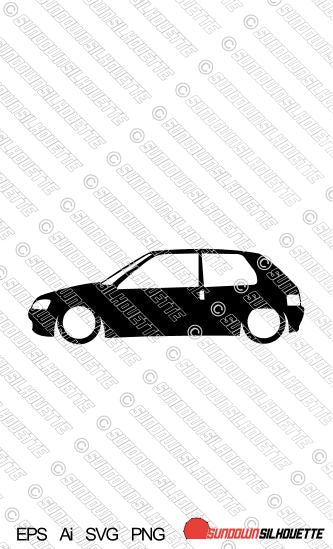 Digital Download lowered car silhouette vector - Peugeot 106 3-door EPS | SVG | Ai | PNG