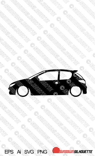 Digital Download lowered car silhouette vector - Peugeot 206 3-door GTi EPS | SVG | Ai | PNG