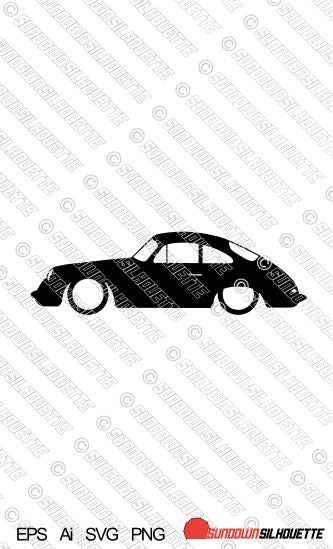 Digital Download Low classic car silhouette vector - Porsche 356 Coupe EPS | SVG | Ai | PNG