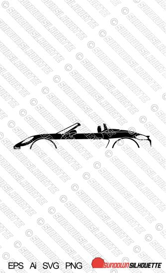 Digital Download Lowered car silhouette vector - Porsche 718 Boxster 982 EPS | SVG | Ai | PNG