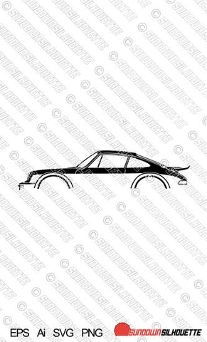 Digital Download car silhouette vector - Porsche 911 934 Turbo | EPS | SVG | Ai | PNG