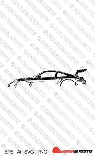 Porsche911992GT3RSsilhouettevectorartepssvgpdgdigitaldownload