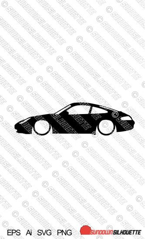 Digital Download Lowered car silhouette vector - Porsche 911 Carrera 996 EPS | SVG | Ai | PNG