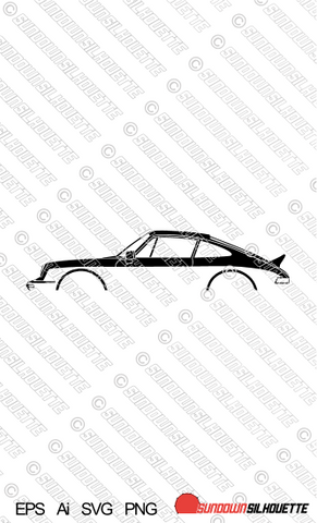 Digital Download car silhouette vector - Porsche 911 Carrera G-series W/ Ducktail | EPS | SVG | Ai | PNG