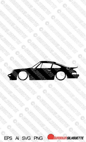 Digital Download Lowered car silhouette vector - Porsche 911 930 Turbo 1975-1977 classic EPS | SVG | Ai | PNG