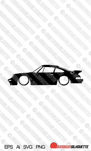 Digital Download Lowered car silhouette vector - Porsche 911 930 Turbo 1978-1988 classic EPS | SVG | Ai | PNG