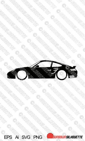 Digital Download Lowered car silhouette vector - Porsche 911 Turbo 997 EPS | SVG | Ai | PNG