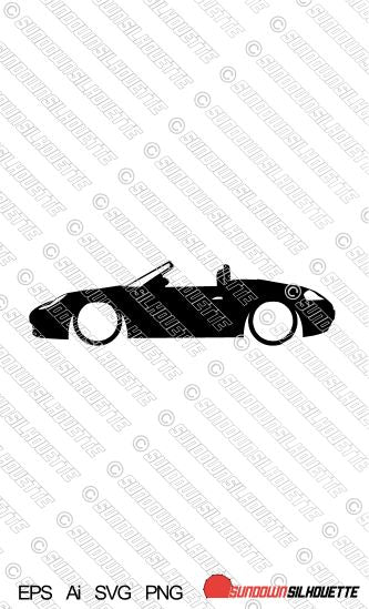 Digital Download Lowered car silhouette vector - Porsche Boxster 986 EPS | SVG | Ai | PNG